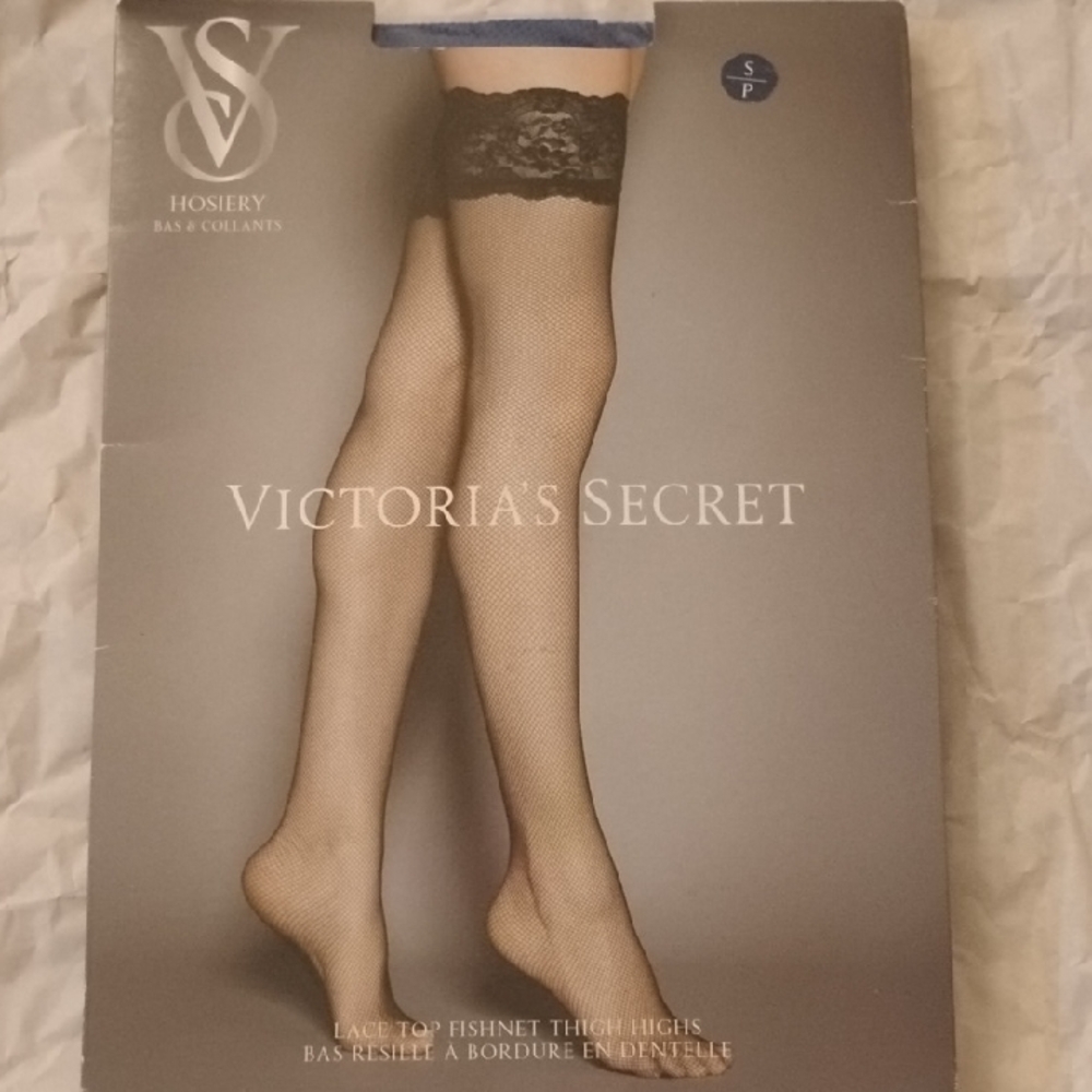 Victoria's Secret Lace Top Fishnet Thigh Highs - Blue